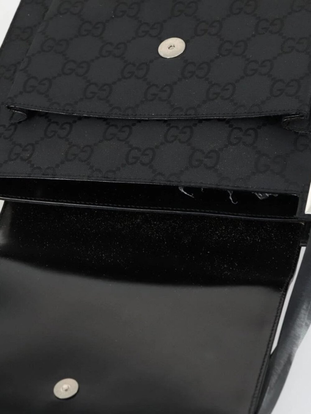 GUCCI GG Canvas Shoulder Bag Nylon Black Silver 001 3132 Auth 154414 - Picture 9 of 16